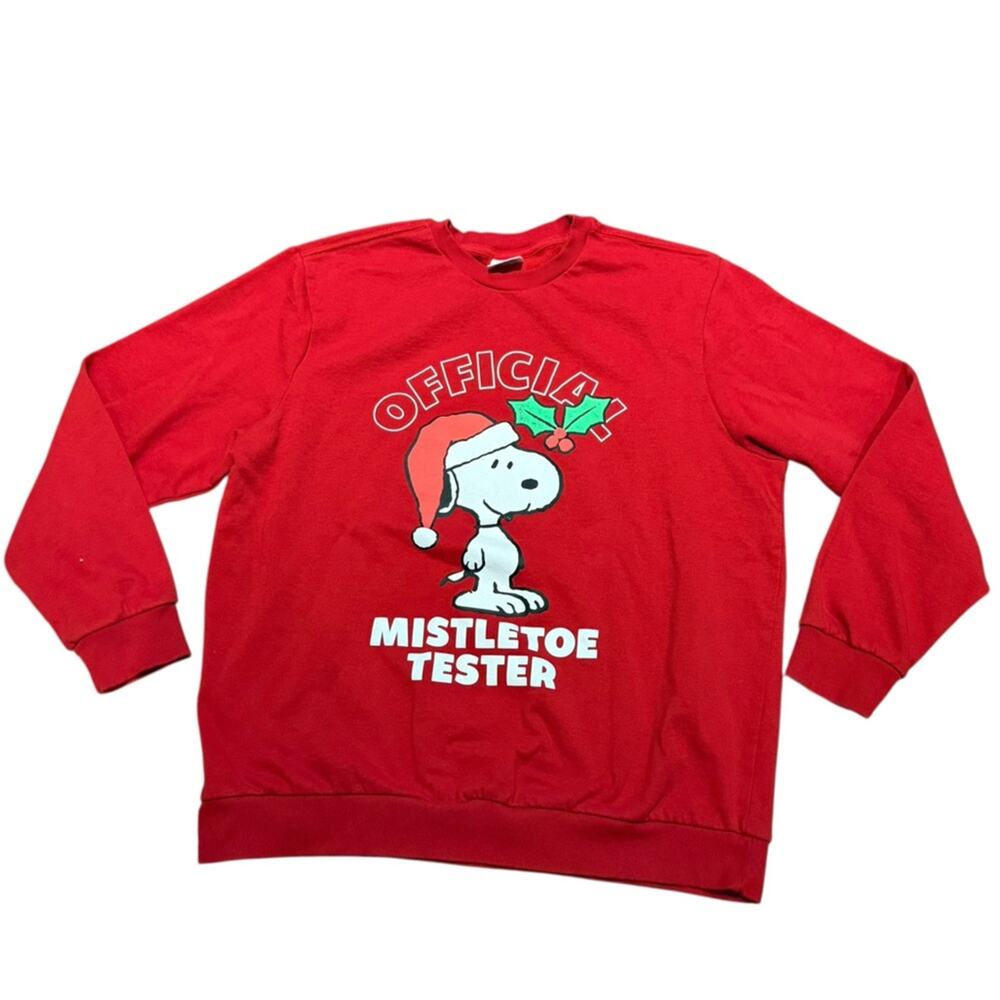 Peanuts Snoopy Adult XL Red "Official Mistletoe Tester" Christmas Sweatshirt